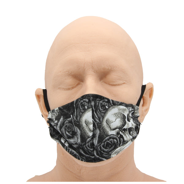 Skull And Flower Cloth Mask - tommys supplies